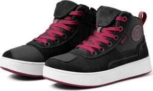 Botas de moto Rideiron Casual. Color negro cordones rojos
