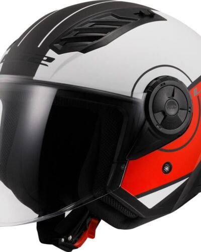 Casco tipo Jet LS2 Airflow II color blanco y rojo
