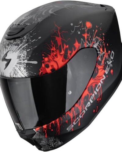 Casco integral de moto Scorpion Exo-391. Color negro, grisy rojo