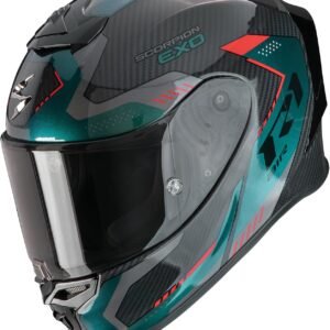 Casco integral de moto Scorpion Exo-R1. Vista fronto lateral negro