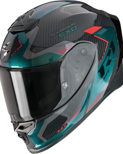 Casco integral de moto Scorpion Exo-R1. Vista fronto lateral negro