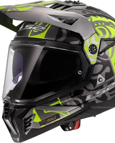 Casco LS2 Pioneer II Gloss en color negro y amarillo. Vista fronto-lateral