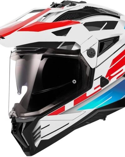 Casco LS2 Pioneer II Namib en color azul, blanco y rojo