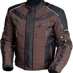 Chaqueta de moto Arista Black Brown. Parte delantera.