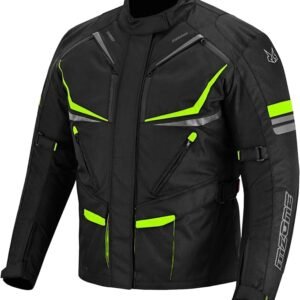 Chaqueta de moto MZone Nekma en negro con reflectantes amarillos