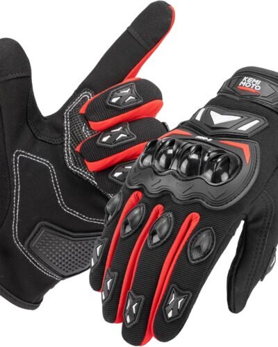 Guantes de moto Kemimoto. Color negro y rojo
