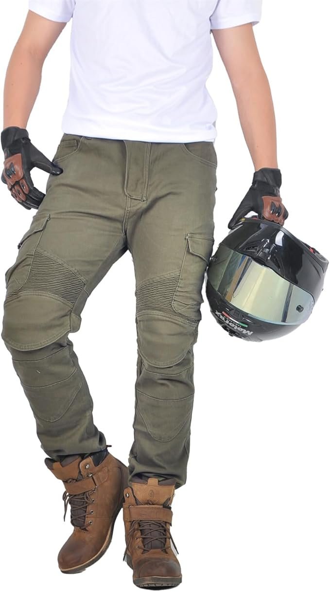 Pantalón de moto OfZimTo vaquero. Color verde