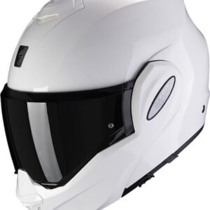 Casco modular de moto Scorpion Exo-Tech Evo. Color blanco