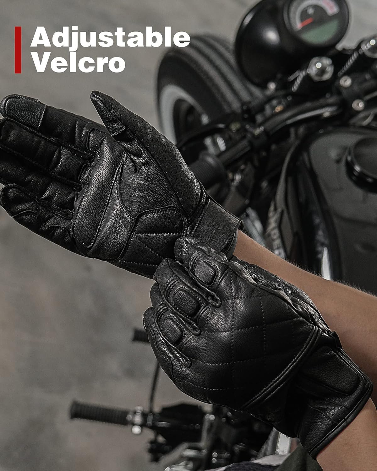 Guantes de moto en piel para el verano Borleni. Ejemplo de uso
