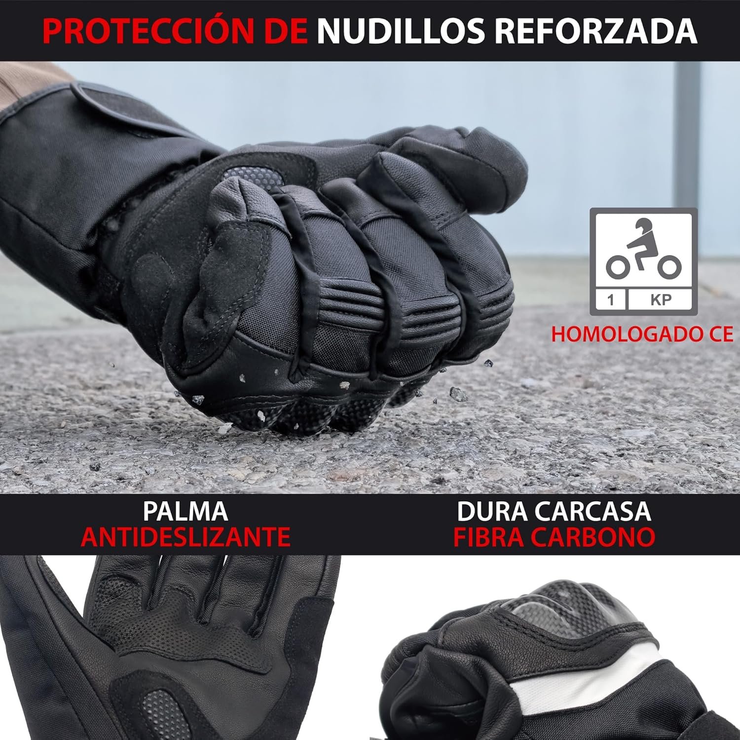 Guantes calefactables de moto Kraser KRGS28. Protección para las manos