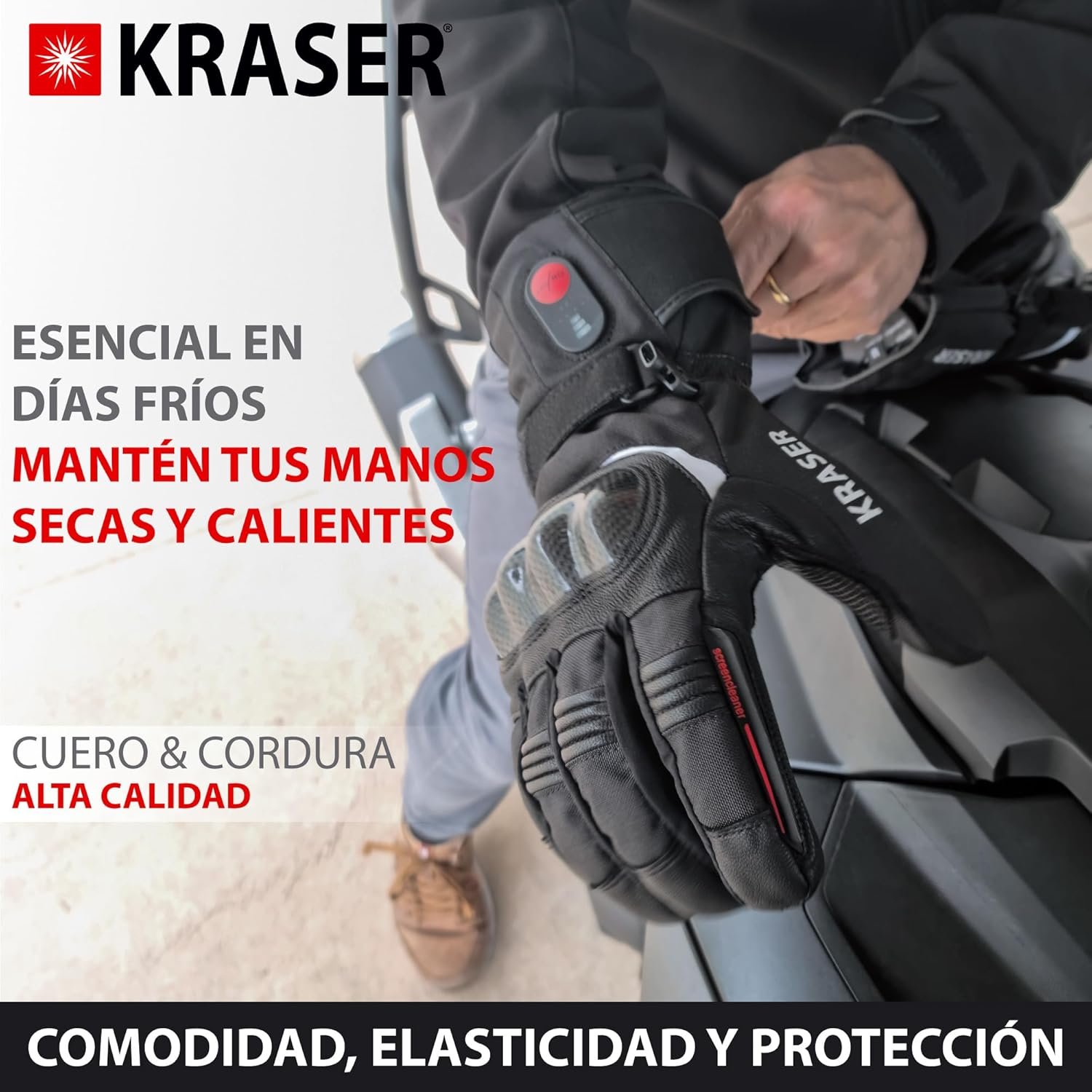 Guantes calefactables de moto Kraser KRGS28. Esencial en días fríos