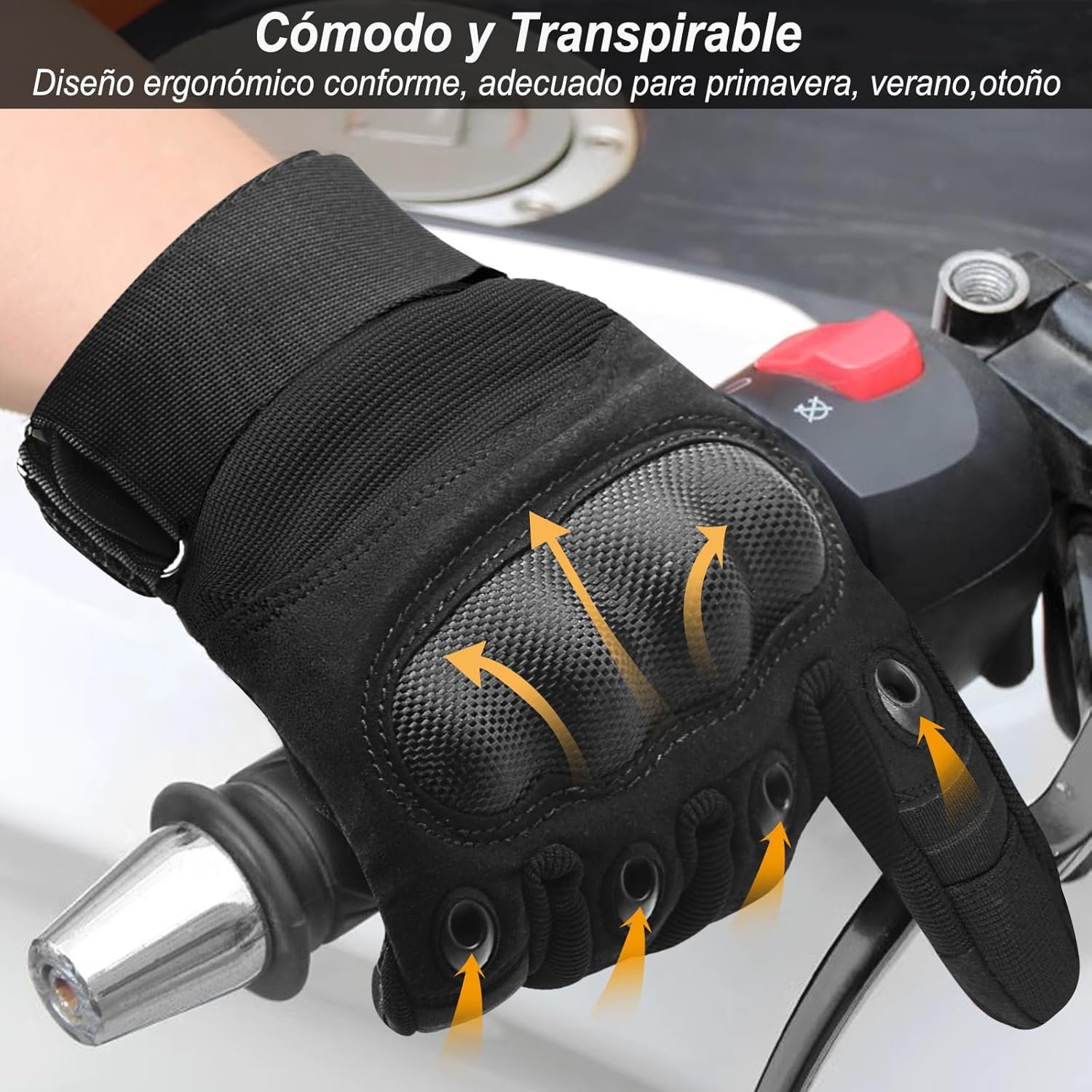 Guantes de moto para verano Cozome. Detalle del guante