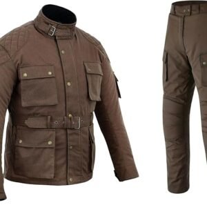 Conjunto de dos piezas de moto Warrior Gears. Color Marrón