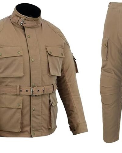 Conjunto de dos piezas de moto Warrior Gears. Color Beige