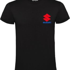 Camiseta de algodón con logotipo de Suzuki. Camiseta negra de algodón para hombre.