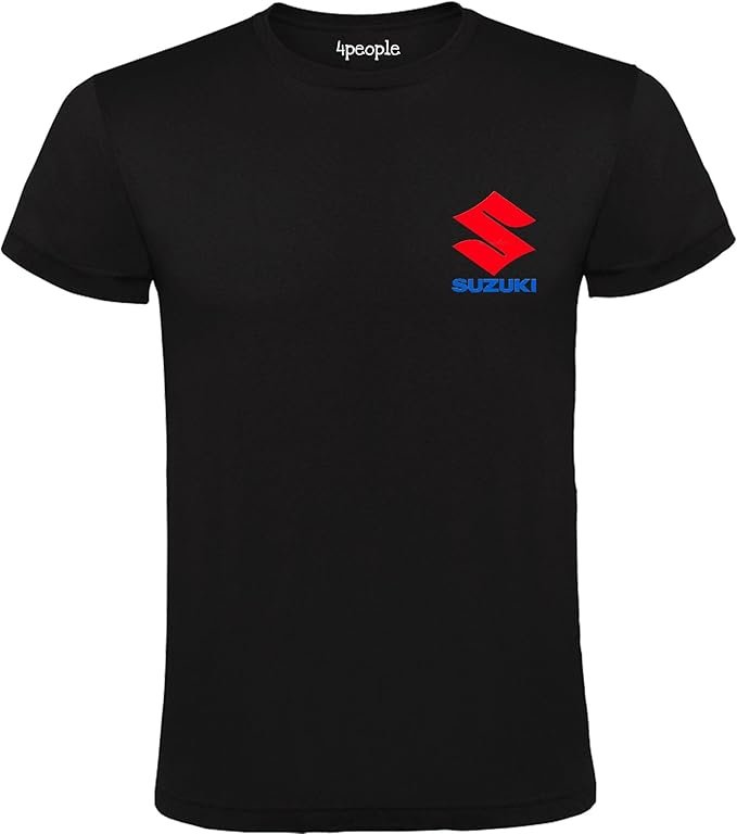 Camiseta de algodón con logotipo de Suzuki. Camiseta negra de algodón para hombre.