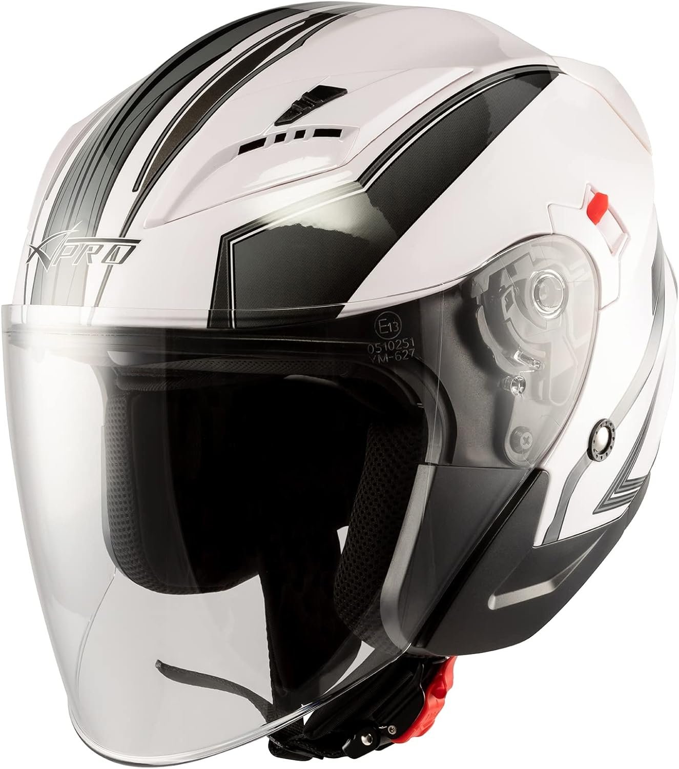 Casco de moto tipo Jet A-Pro York. Casco tipo Jet de policarbonato con un diseño deportivo.
