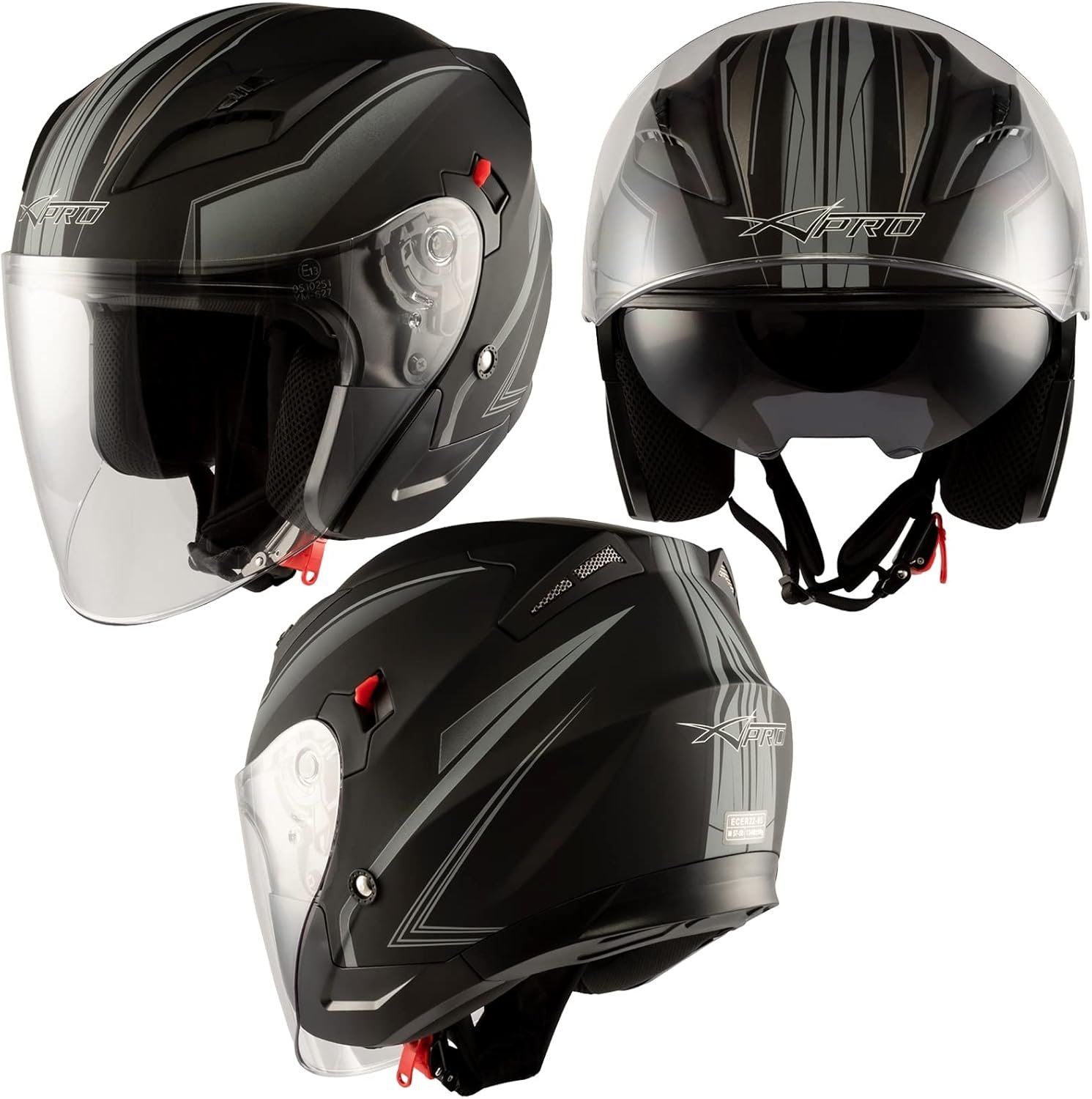 Casco de moto tipo Jet A-Pro York. Casco tipo Jet de policarbonato con un diseño deportivo. - Imagen 8
