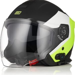 Casco de moto tipo Jet Origine Palio con intercomunicador. Casco Jet con carcasa de ABS con diseño aerodinámico.
