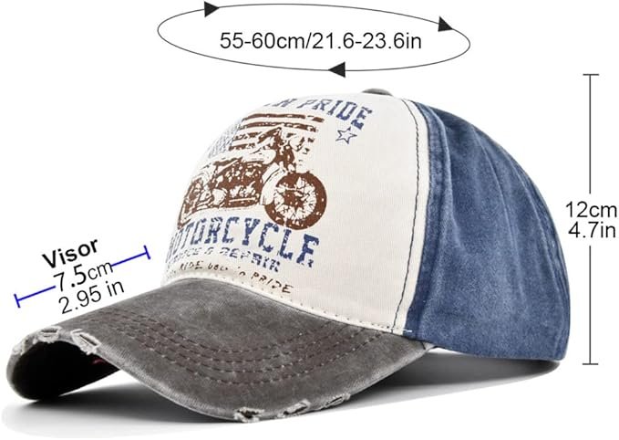 Gorra desgastada vintage American Pride. Gorra motera vintage con aspecto desgastado. - Imagen 2