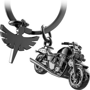Llavero de moto con ángel de la guarda. Regalo para motorista.