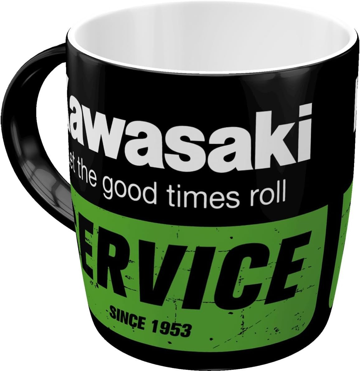 Taza de desayuno Kawasaki. Original regalo para motoristas.