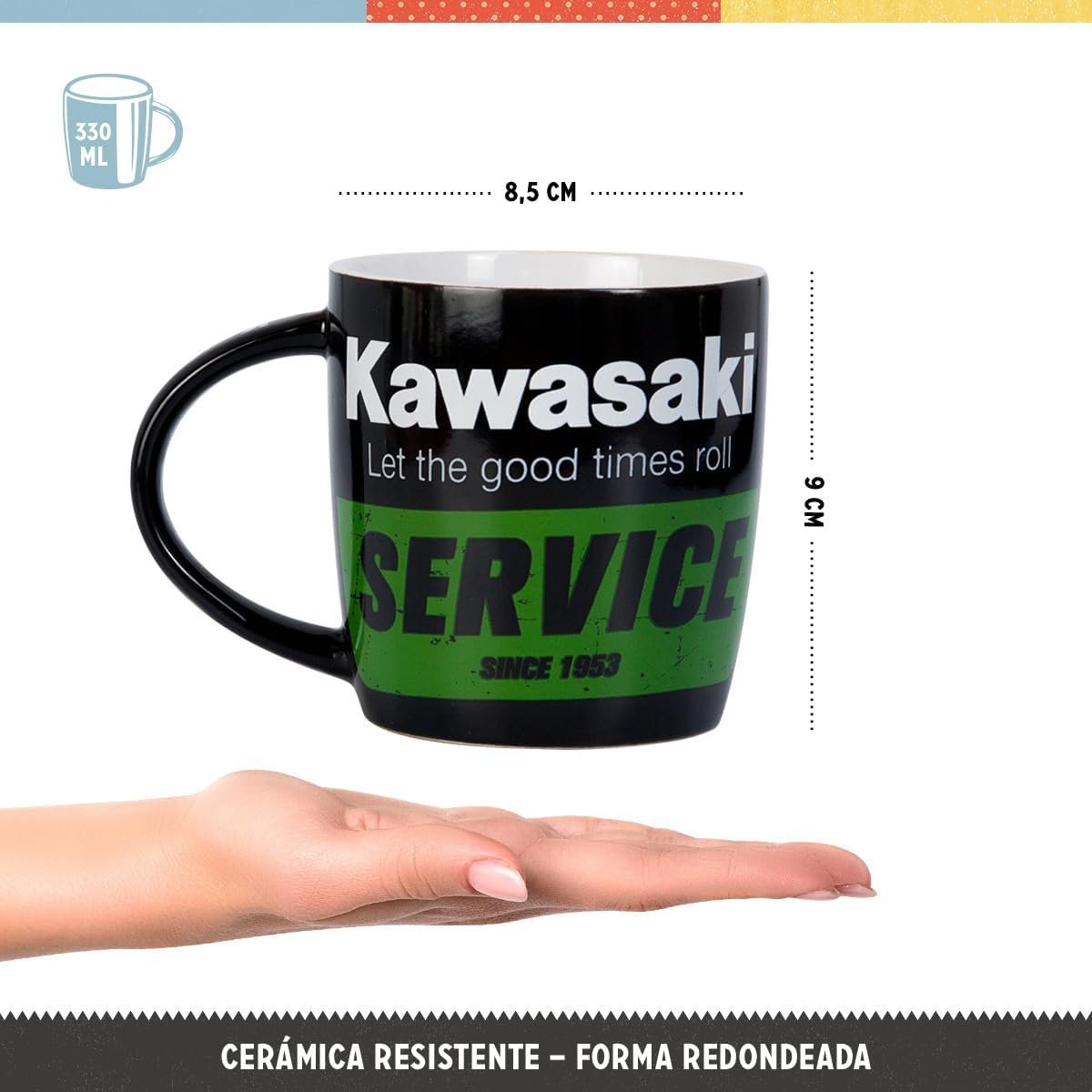 Taza de desayuno Kawasaki. Original regalo para motoristas. - Imagen 2