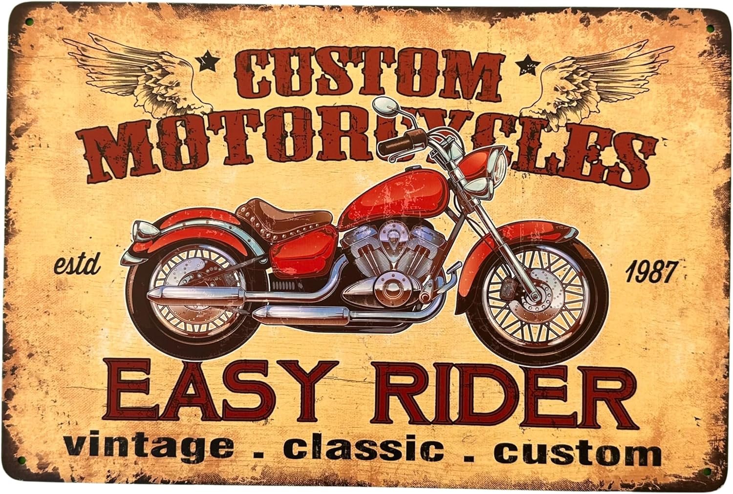Cartel metálico vintage de moto clásica para auténticos apasionados de las dos ruedas - Imagen 4