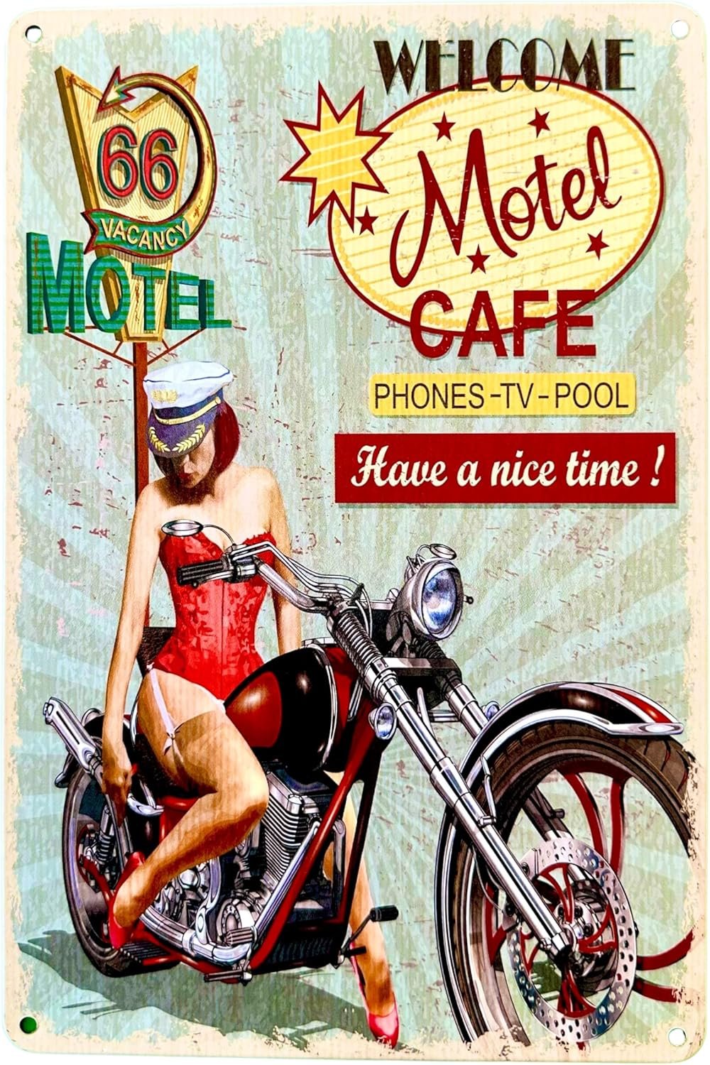 Cartel metálico vintage de moto clásica para auténticos apasionados de las dos ruedas - Imagen 2