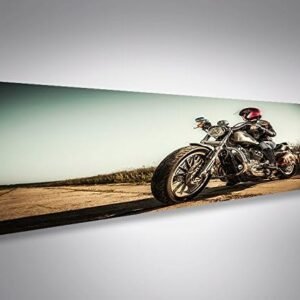 Cuadro Motero en Lienzo Panorámico Vintage para Salón, Garaje y Decoración Biker