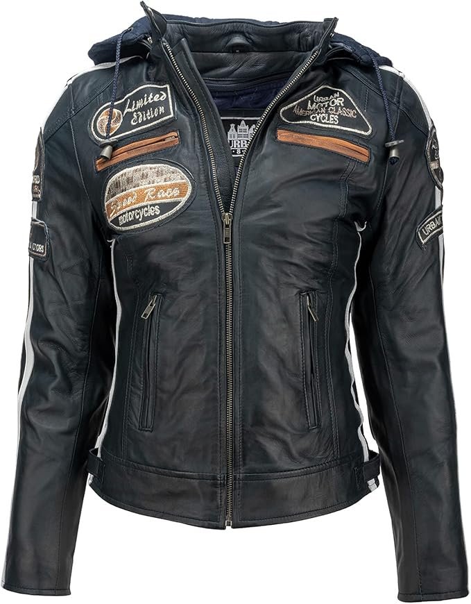 Chaqueta de piel para moto de mujer Urban 5884-58. Chaqueta de moto en varios colores y tallas para mujer. - Imagen 2